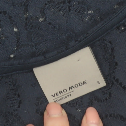 Vero Moda Women's Blue Lace Short Sleeve Blouse Size S