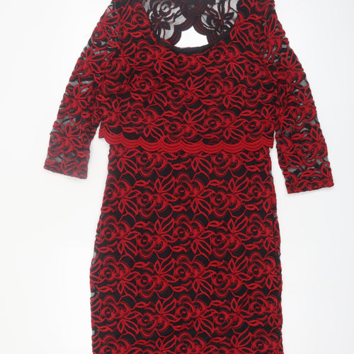 Marks and Spencer Women's Red Lace Sheath Dress Size 10