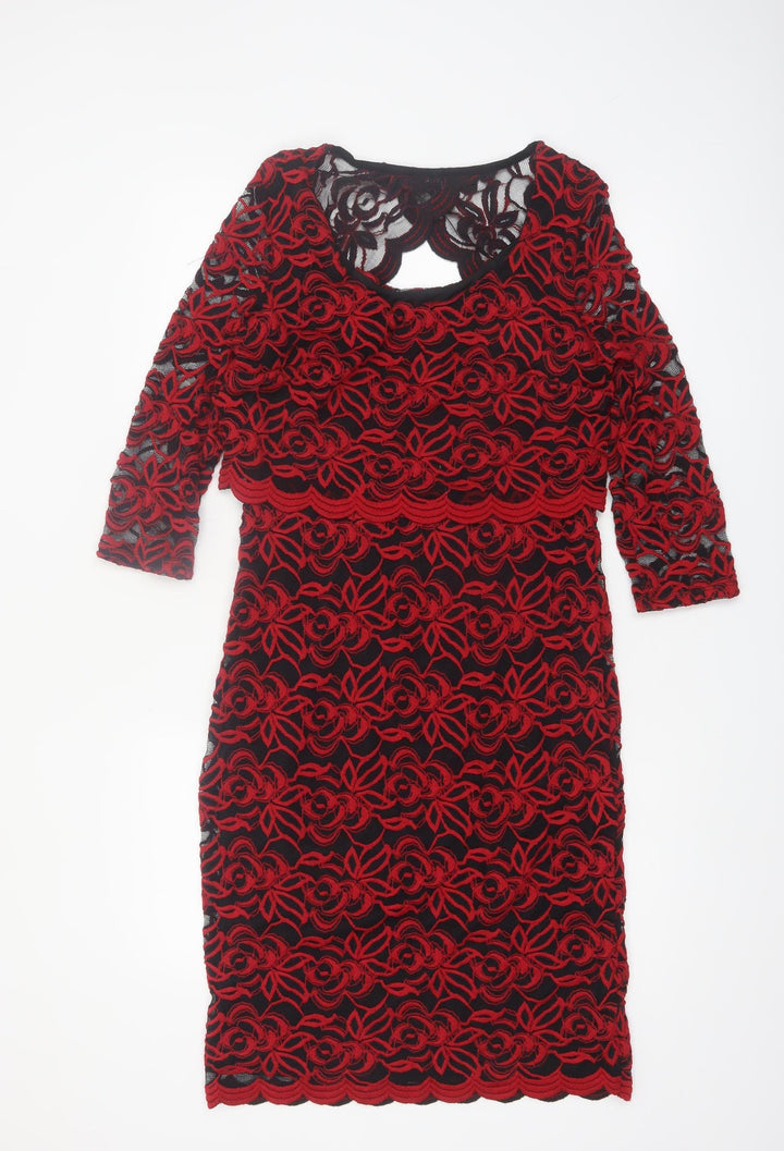 Marks and Spencer Women's Red Lace Sheath Dress Size 10