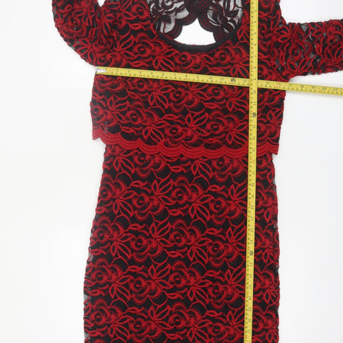 Marks and Spencer Women's Red Lace Sheath Dress Size 10