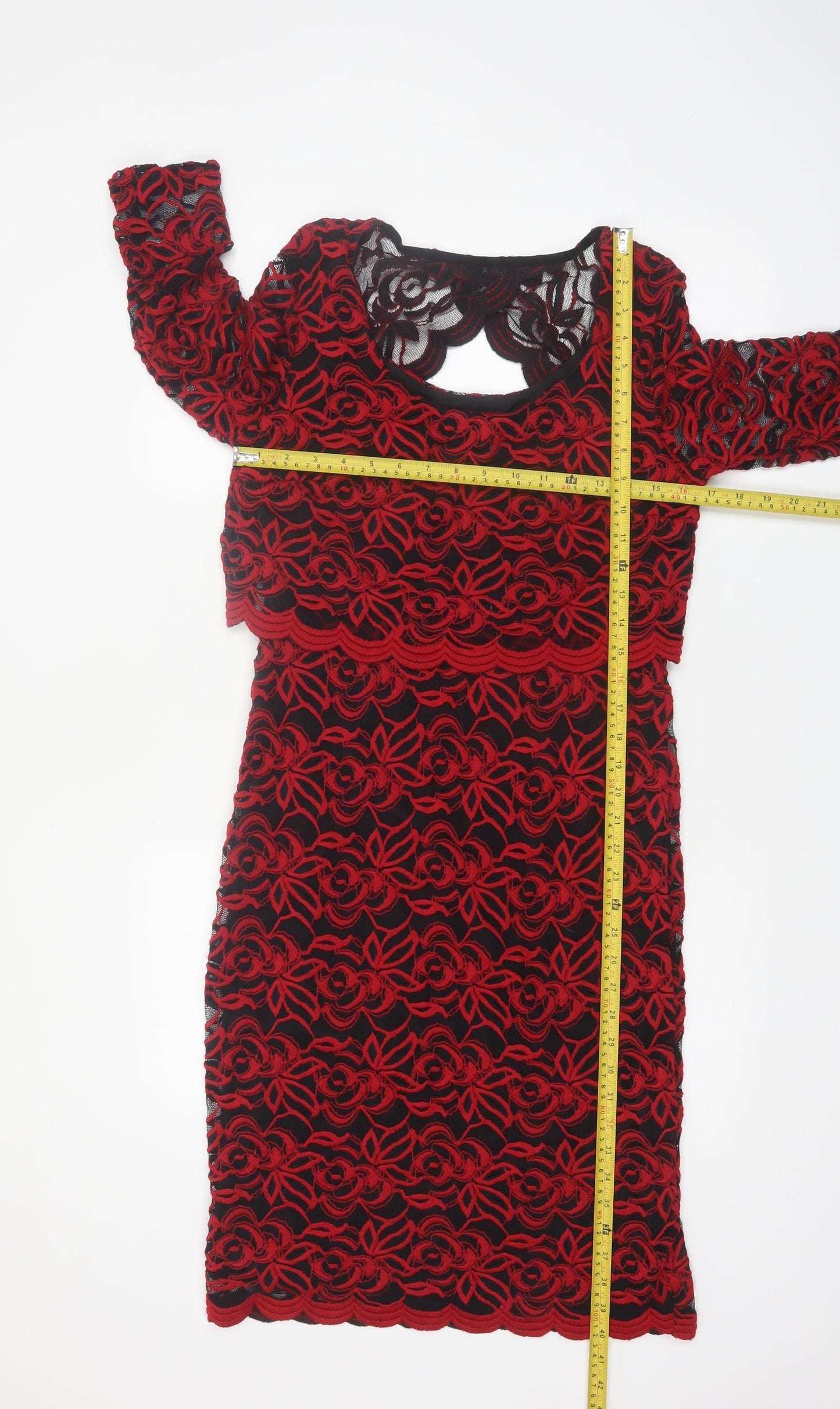 Marks and Spencer Women's Red Lace Sheath Dress Size 10