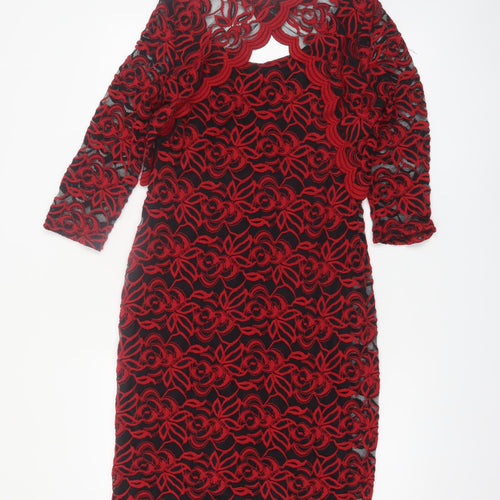 Marks and Spencer Women's Red Lace Sheath Dress Size 10