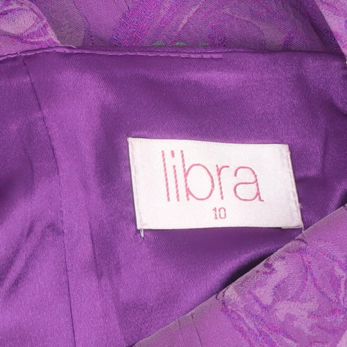 Libra Women’s Purple Floral Ruched Beaded Bodycon Dress Size 10