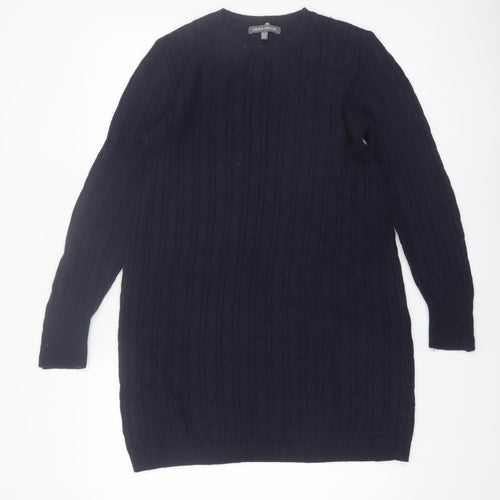 Laura Ashley Women's Black Wool Knit Jumper Dress Size 12