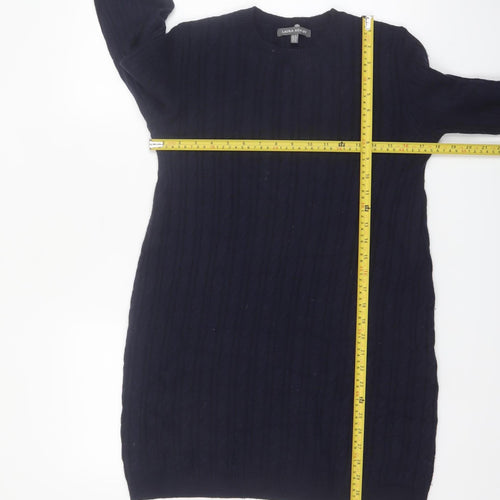 Laura Ashley Women's Black Wool Knit Jumper Dress Size 12
