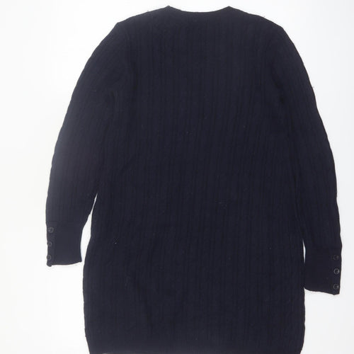 Laura Ashley Women's Black Wool Knit Jumper Dress Size 12