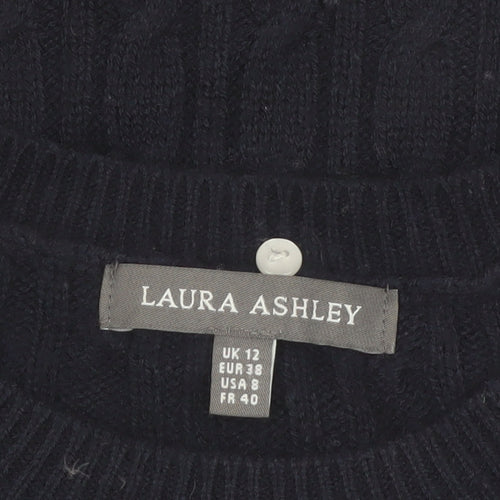 Laura Ashley Women's Black Wool Knit Jumper Dress Size 12