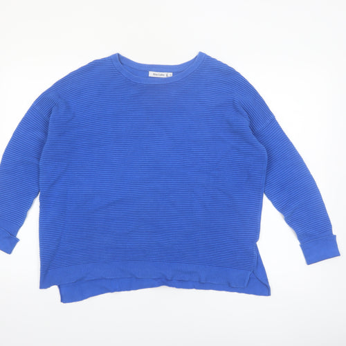 Alice Collins Women's Blue Cotton Crew Neck Jumper Size 14
