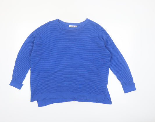 Alice Collins Women's Blue Cotton Crew Neck Jumper Size 14