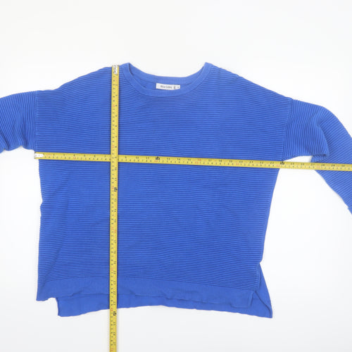 Alice Collins Women's Blue Cotton Crew Neck Jumper Size 14