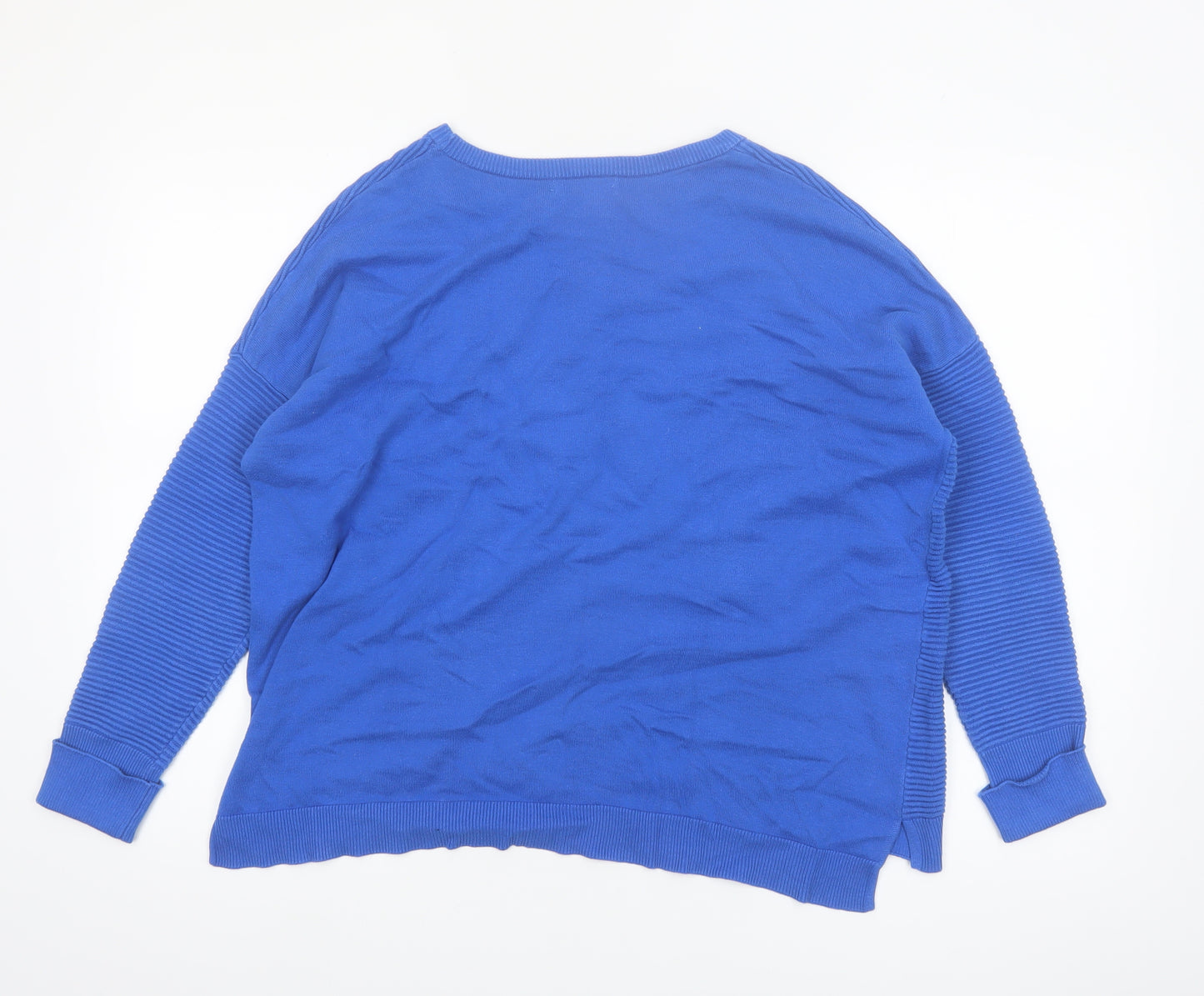Alice Collins Women's Blue Cotton Crew Neck Jumper Size 14