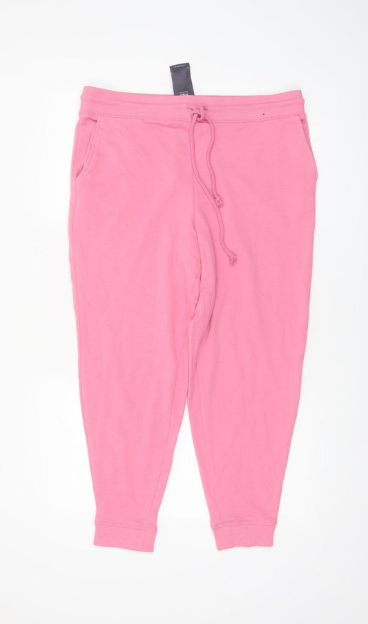 Marks and Spencer Womens Pink Jogger Trousers Size 16 Short