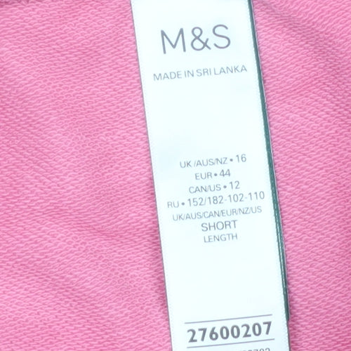 Marks and Spencer Womens Pink Jogger Trousers Size 16 Short