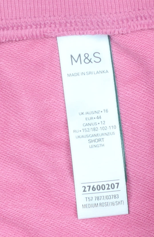 Marks and Spencer Womens Pink Jogger Trousers Size 16 Short