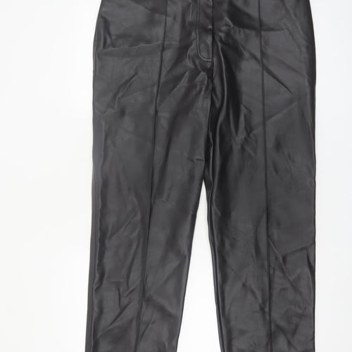 Marks and Spencer Women’s Black Faux Leather Trousers Size 16 Regular