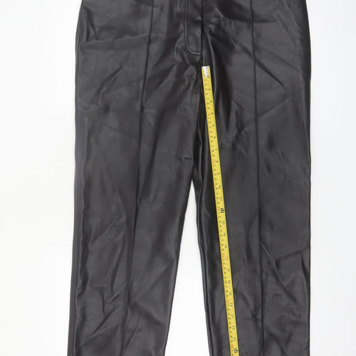 Marks and Spencer Women’s Black Faux Leather Trousers Size 16 Regular