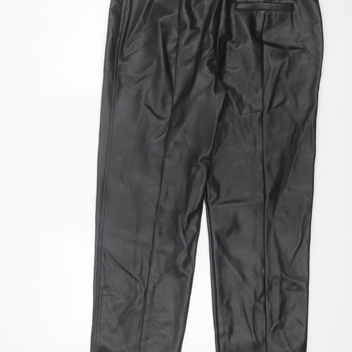 Marks and Spencer Women’s Black Faux Leather Trousers Size 16 Regular