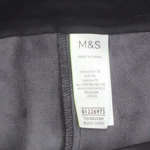 Marks and Spencer Women’s Black Faux Leather Trousers Size 16 Regular