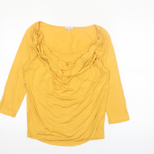 Kettlewell Women’s Yellow Cowl Neck 3/4 Sleeve Jersey Blouse Size S