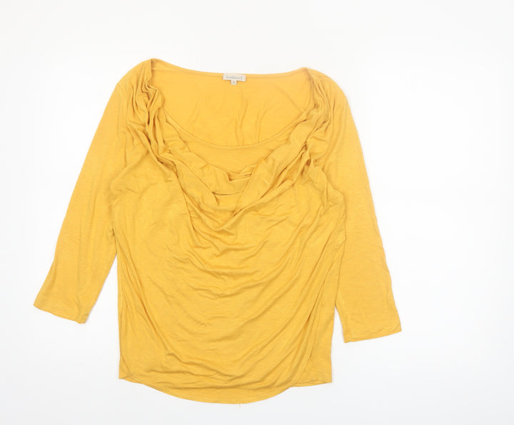 Kettlewell Women’s Yellow Cowl Neck 3/4 Sleeve Jersey Blouse Size S