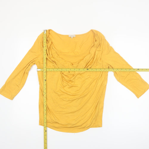 Kettlewell Women’s Yellow Cowl Neck 3/4 Sleeve Jersey Blouse Size S
