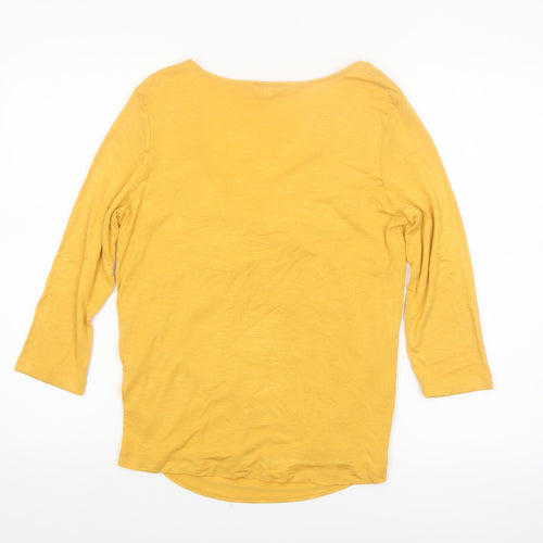 Kettlewell Women’s Yellow Cowl Neck 3/4 Sleeve Jersey Blouse Size S