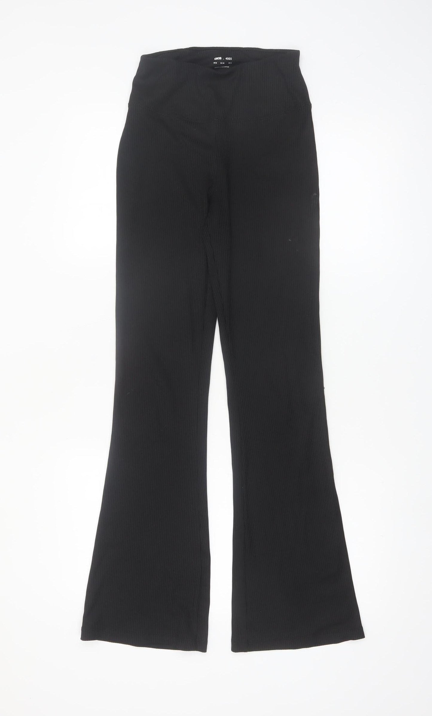 ASOS 4505 Women's Black UK 8 Flared Ribbed Trousers