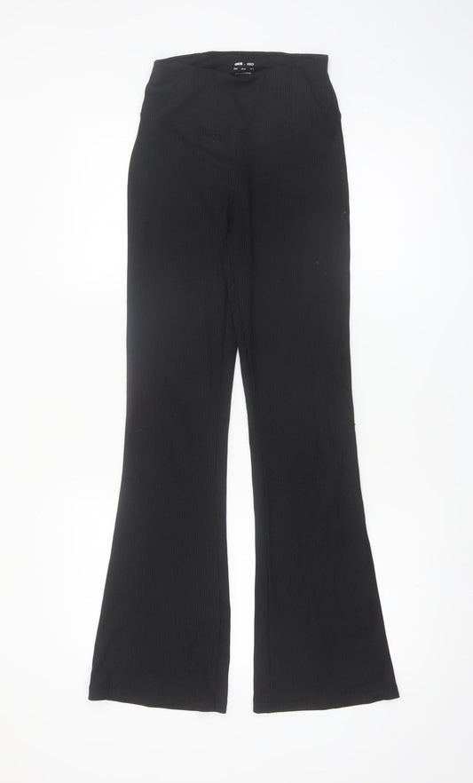 ASOS 4505 Women's Black UK 8 Flared Ribbed Trousers