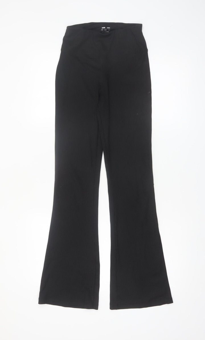 ASOS 4505 Women's Black UK 8 Flared Ribbed Trousers