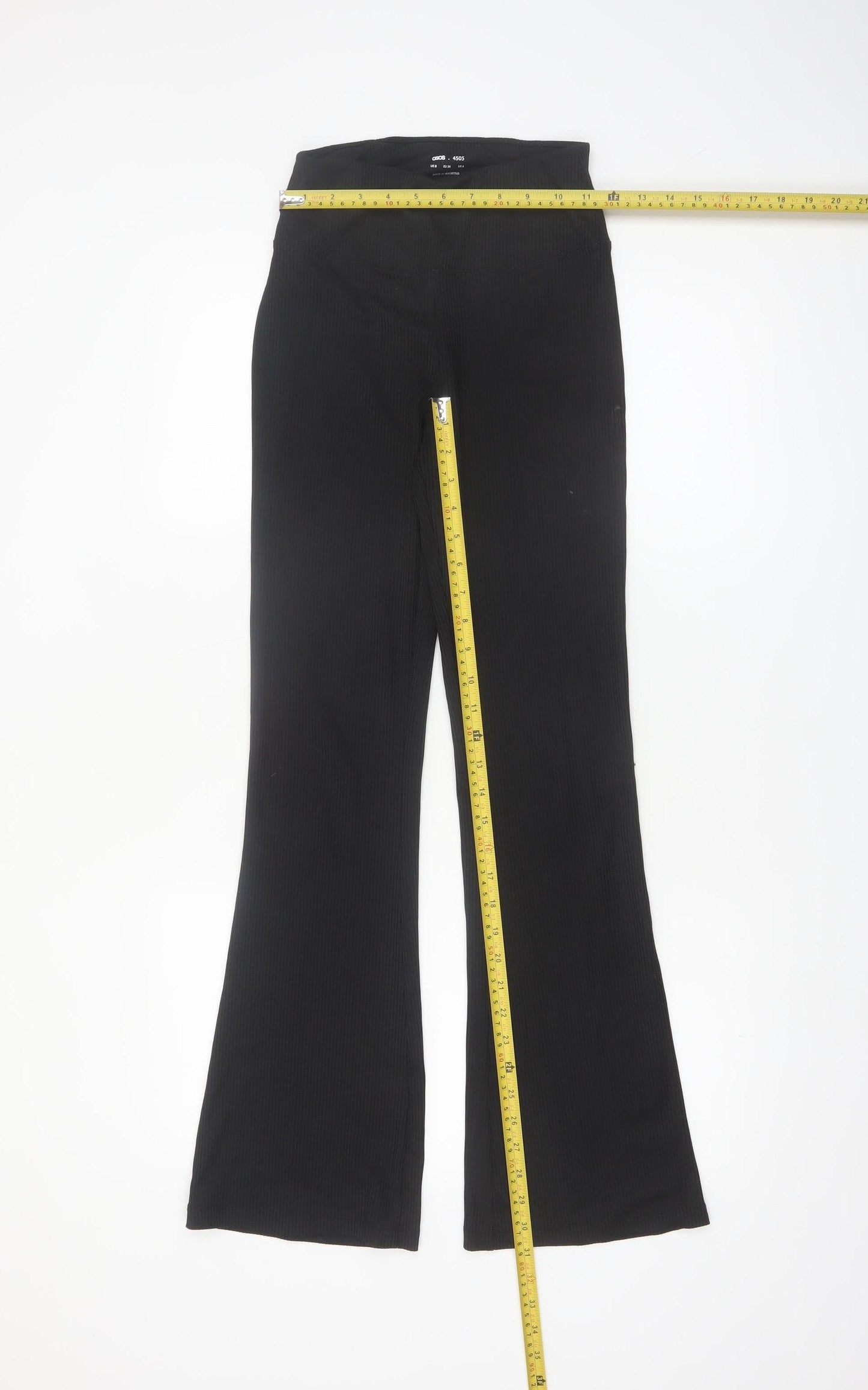 ASOS 4505 Women's Black UK 8 Flared Ribbed Trousers
