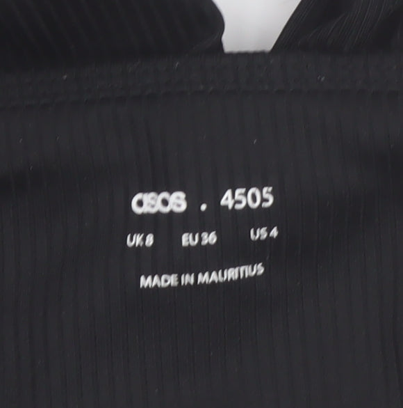ASOS 4505 Women's Black UK 8 Flared Ribbed Trousers