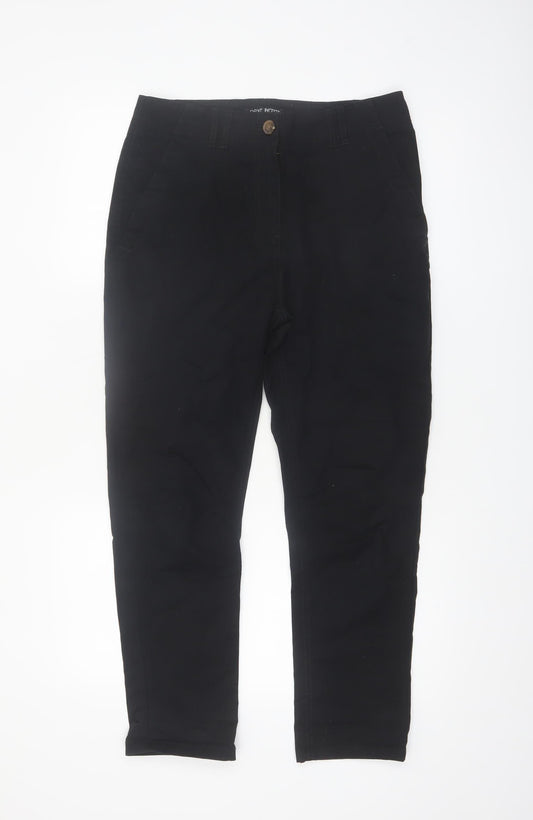 Next Women Black Petite Slim Chino Trousers Size 10P Cotton Blend