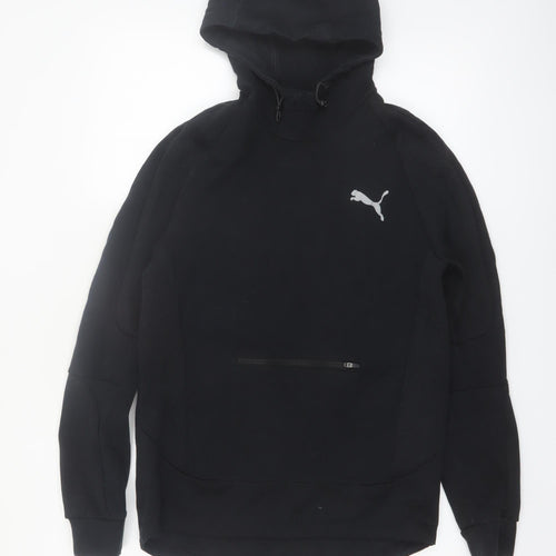 Puma Womens Black Medium Pullover Hoodie with Zip Pocket