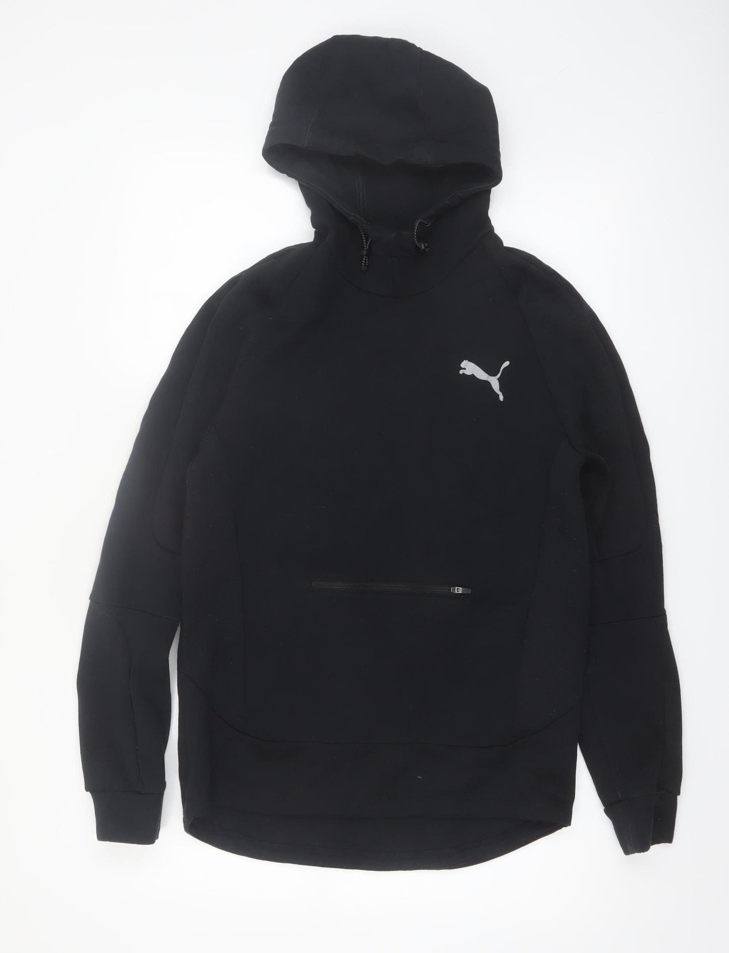 Puma Womens Black Medium Pullover Hoodie with Zip Pocket