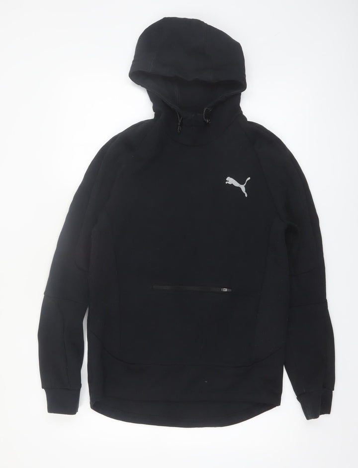 Puma Womens Black Medium Pullover Hoodie with Zip Pocket