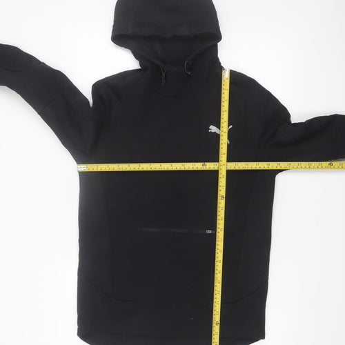 Puma Womens Black Medium Pullover Hoodie with Zip Pocket