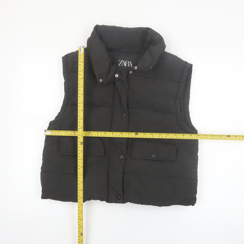 Zara Girls Black Puffer Waistcoat Size 13-14 Years Quilted Sleeveless Gilet