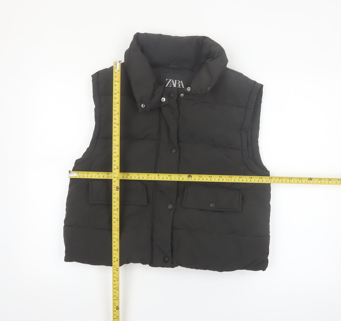 Zara Girls Black Puffer Waistcoat Size 13-14 Years Quilted Sleeveless Gilet