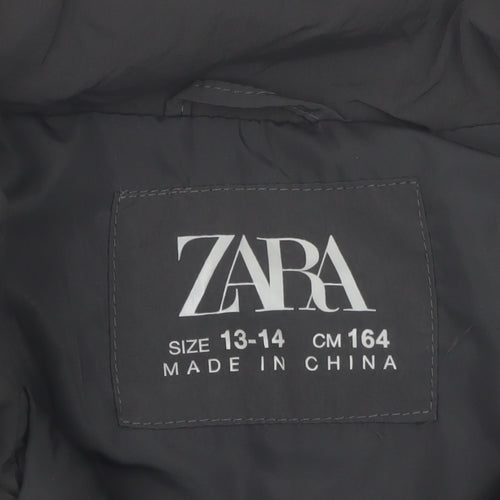 Zara Girls Black Puffer Waistcoat Size 13-14 Years Quilted Sleeveless Gilet