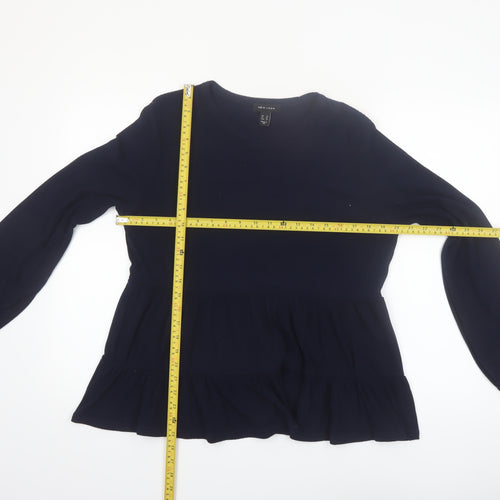New Look Womens Blue Long Sleeve Ruffle Tunic Blouse Size 18