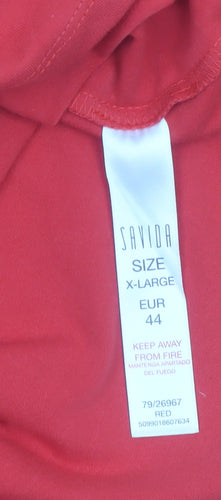 Savida Women's Red Long Sleeve Ruffle High Neck Blouse Size 16