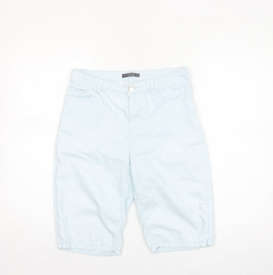 Dunnes Women Blue Striped Chino Bermuda Shorts Size 10