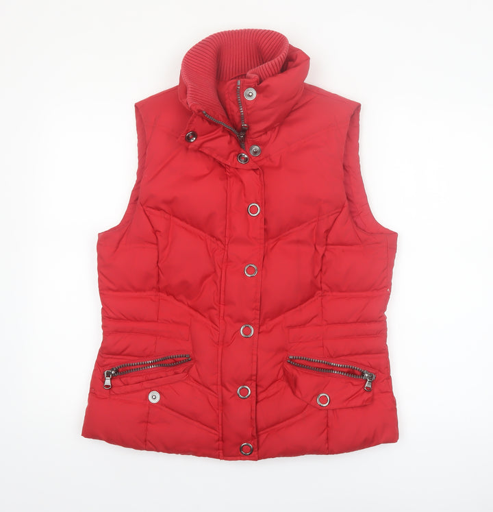 Esprit Women's Red Puffer Waistcoat Size 10 with Zip Pockets
