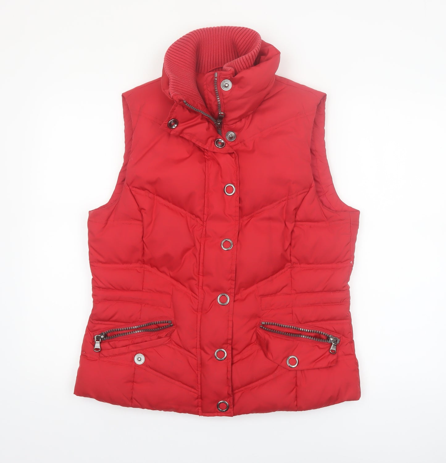Esprit Women's Red Puffer Waistcoat Size 10 with Zip Pockets