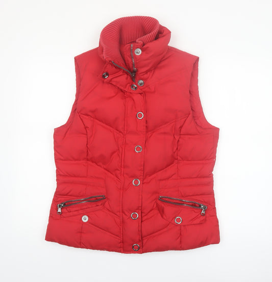 Esprit Women's Red Puffer Waistcoat Size 10 with Zip Pockets