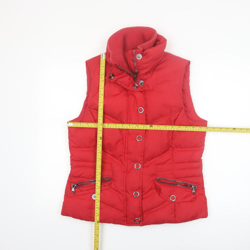 Esprit Women's Red Puffer Waistcoat Size 10 with Zip Pockets