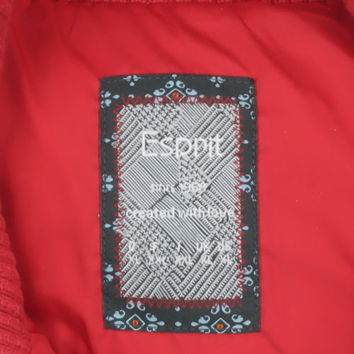 Esprit Women's Red Puffer Waistcoat Size 10 with Zip Pockets