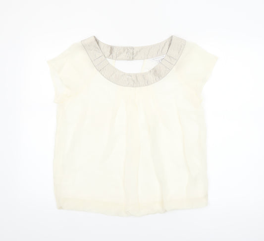 Marks and Spencer Women Ivory Short Sleeve Blouse Size 10