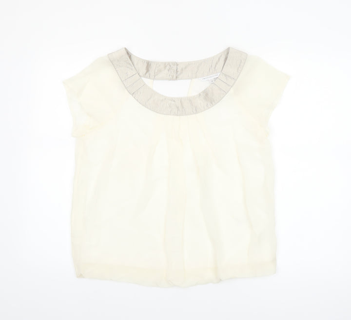 Marks and Spencer Women Ivory Short Sleeve Blouse Size 10