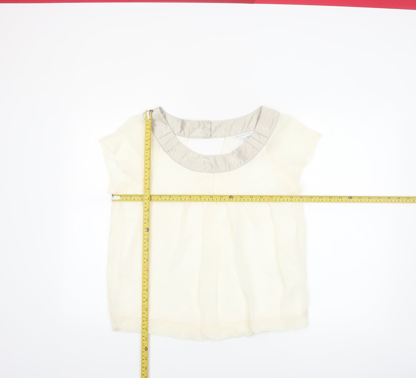 Marks and Spencer Women Ivory Short Sleeve Blouse Size 10